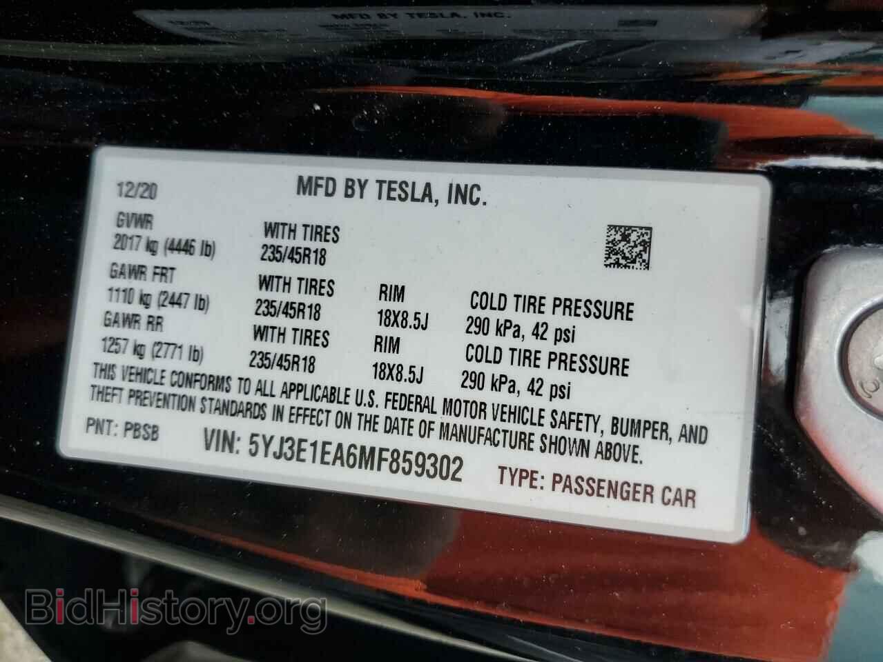 2021 TESLA MODEL 3 - VIN: 5YJ3E1EA6MF859302 - Photo 12