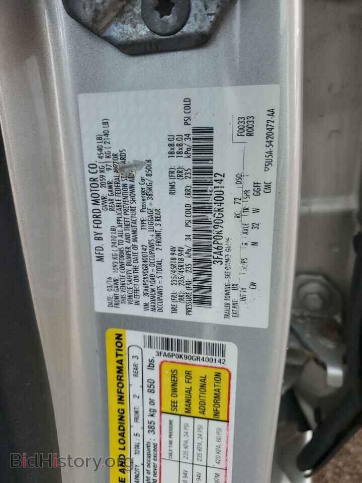 2016 FORD FUSION - VIN: 3FA6P0K90GR400142 - Photo 12