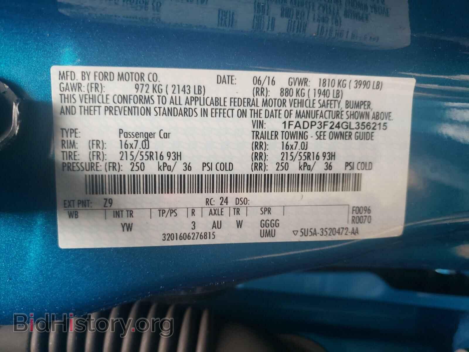 2016 FORD FOCUS - VIN: 1FADP3F24GL356215 - Фото 10