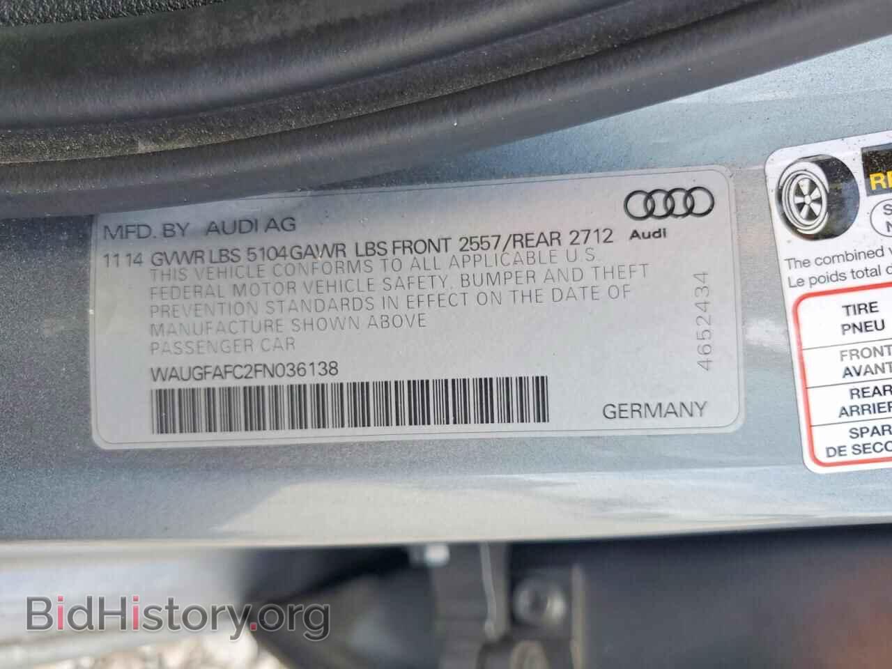 2015 AUDI A6 - VIN: WAUGFAFC2FN036138 - Фото 12