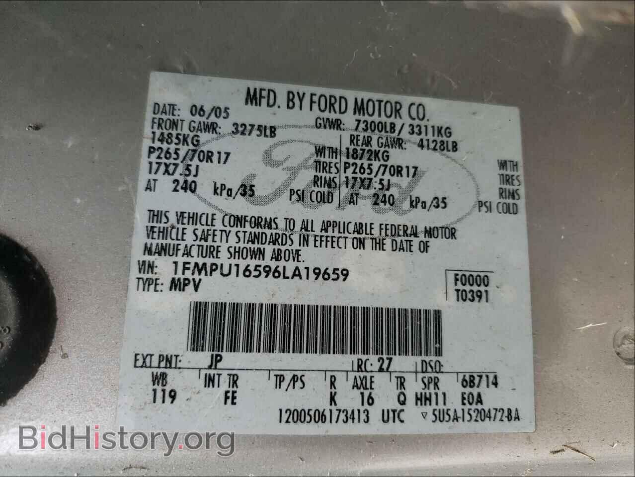 2006 FORD EXPEDITION - VIN: 1FMPU16596LA19659 - Фото 10