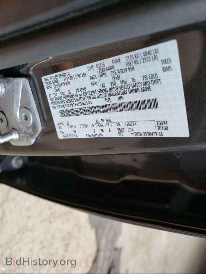 2015 FORD ESCAPE - VIN: 1FMCU9J97FUB92131 - Фото 10