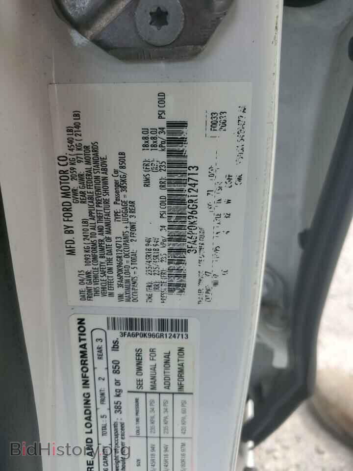 2016 FORD FUSION - VIN: 3FA6P0K96GR124713 - Фото 12