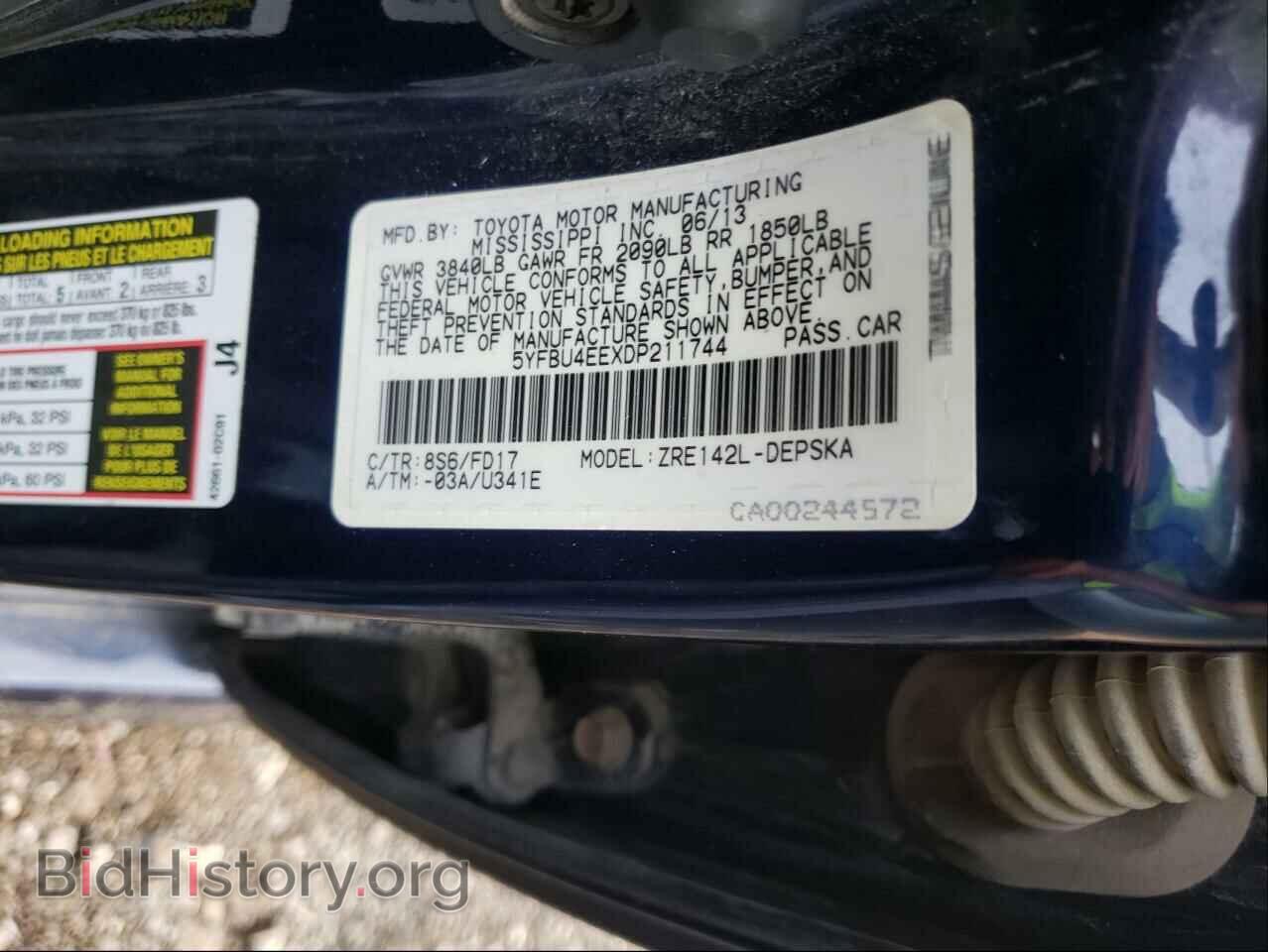 2013 TOYOTA COROLLA - VIN: 5YFBU4EEXDP211744 - Фото 10