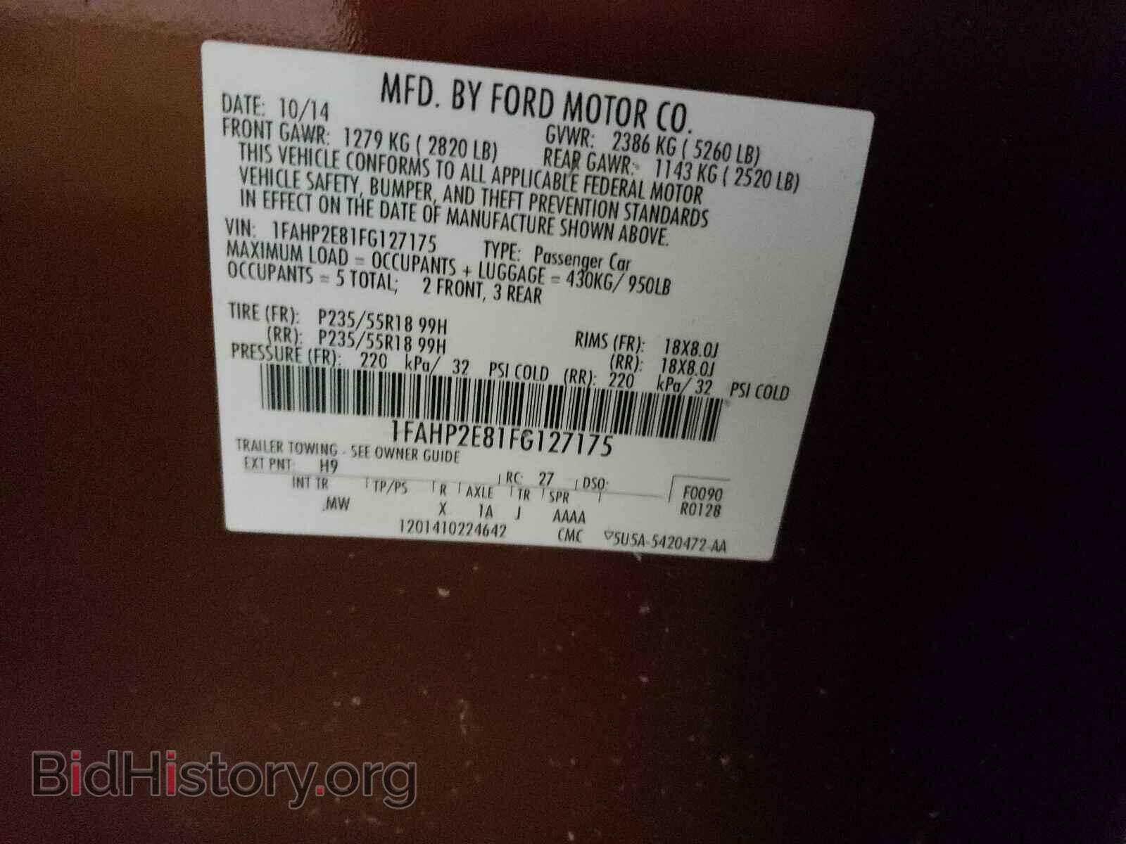 2015 FORD TAURUS - VIN: 1FAHP2E81FG127175 - Photo 10