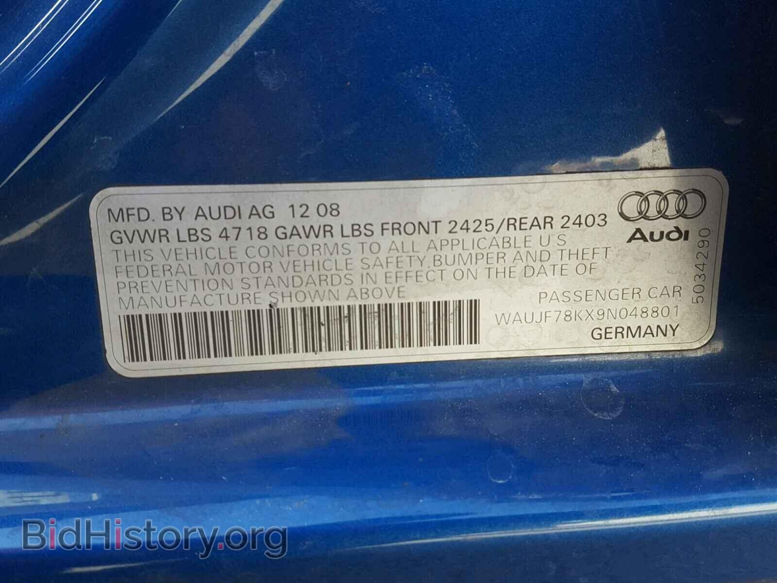 2009 AUDI A4 - VIN: WAUJF78KX9N048801 - Фото 10