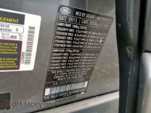 2016 LAND ROVER RANGE ROVE - VIN: SALGS2VF7GA255890 - Photo 10