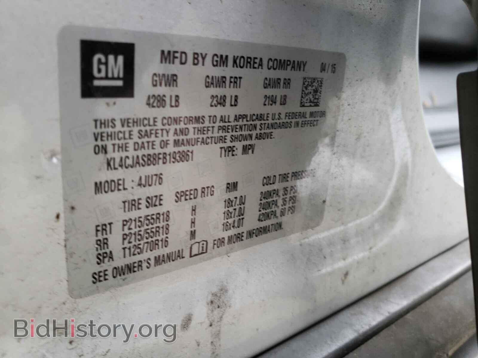 2015 BUICK ENCORE - VIN: KL4CJASB8FB193861 - Фото 10