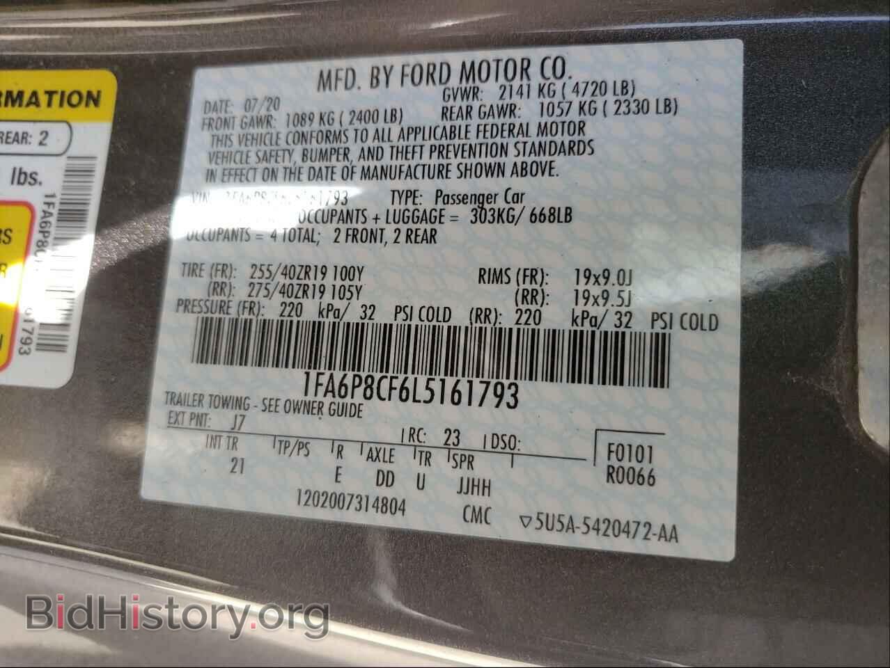 2020 FORD MUSTANG - VIN: 1FA6P8CF6L5161793 - Фото 10