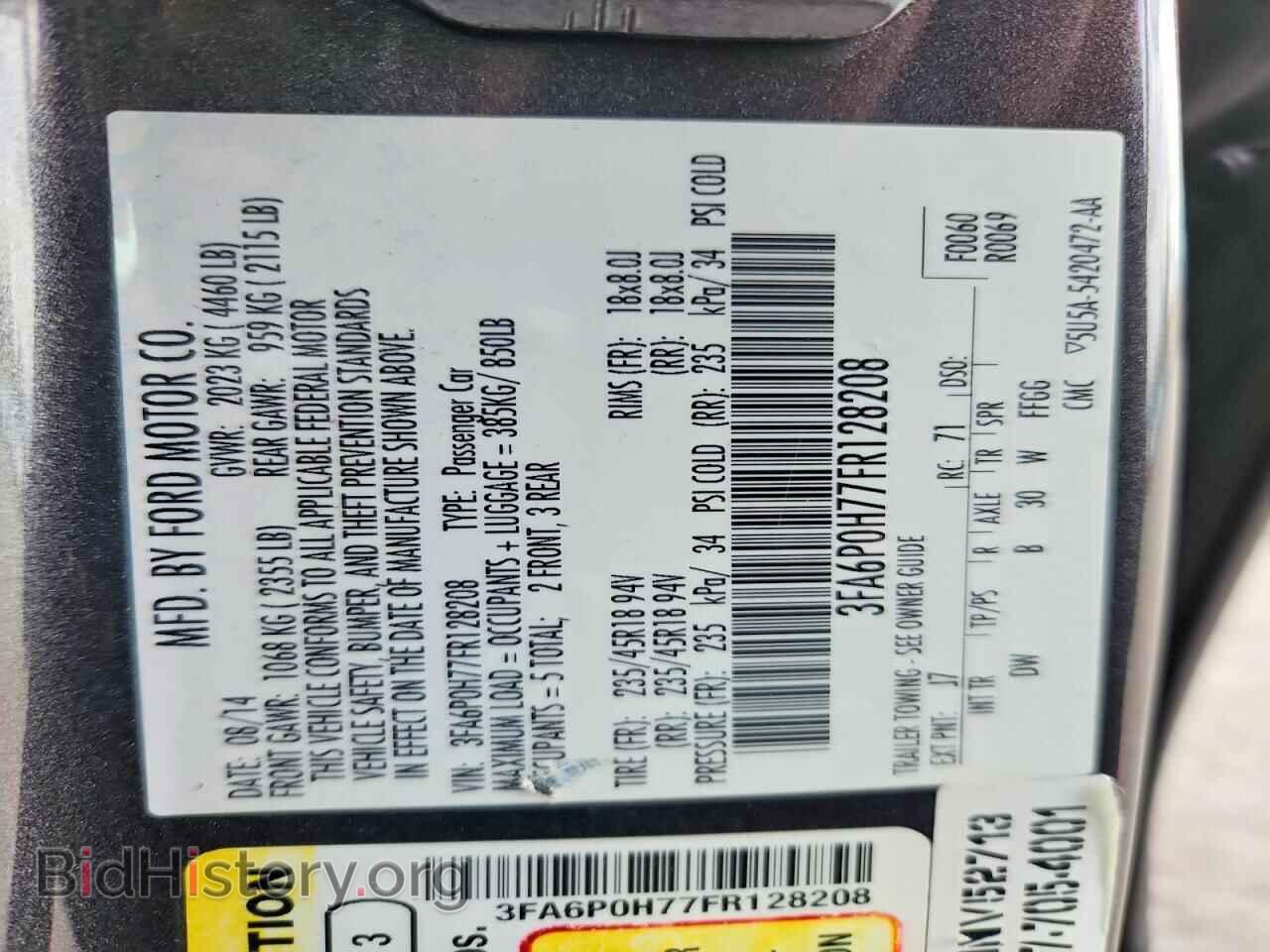 2015 FORD FUSION - VIN: 3FA6P0H77FR128208 - Фото 12