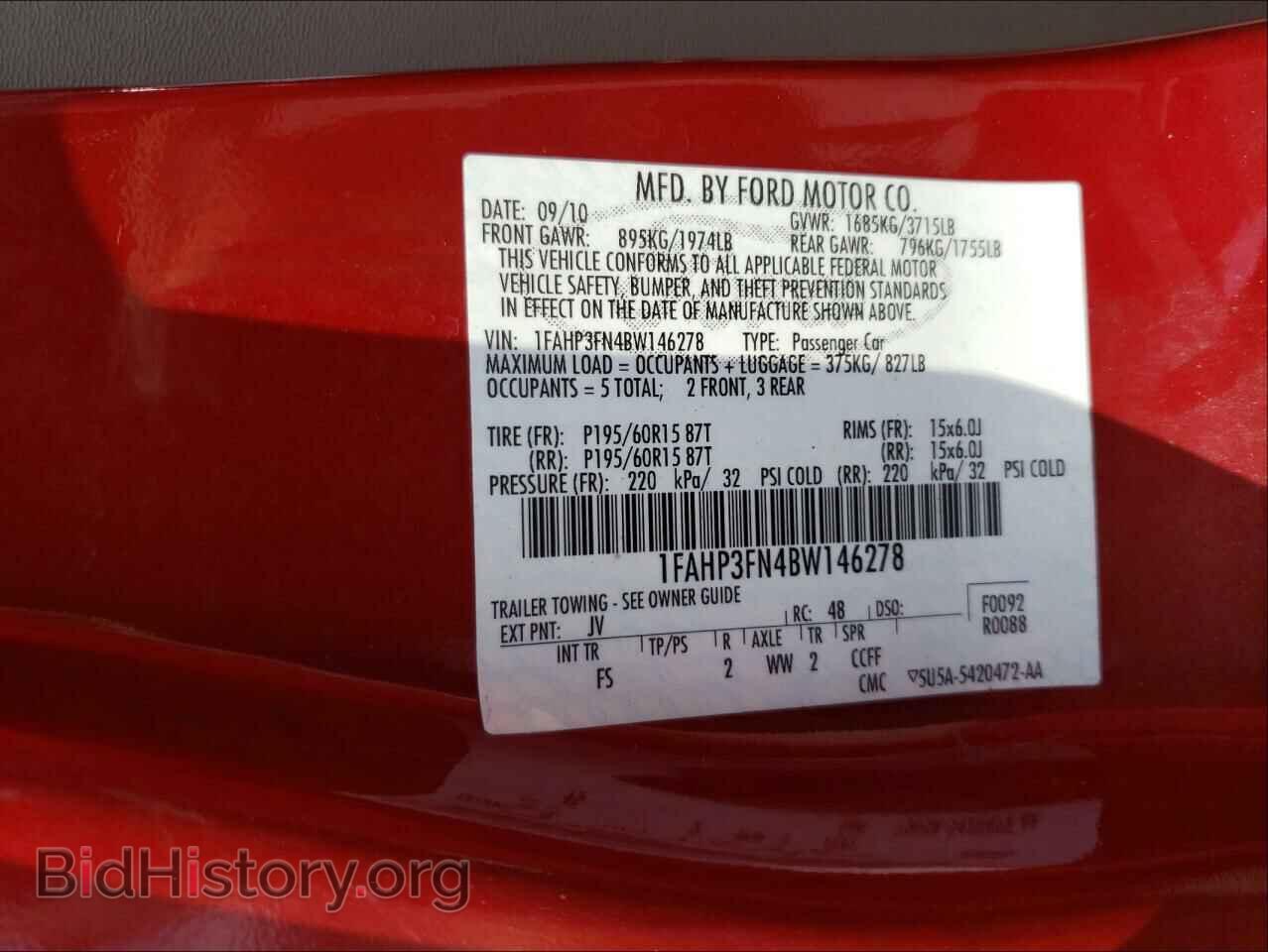 2011 FORD FOCUS - VIN: 1FAHP3FN4BW146278 - Фото 10