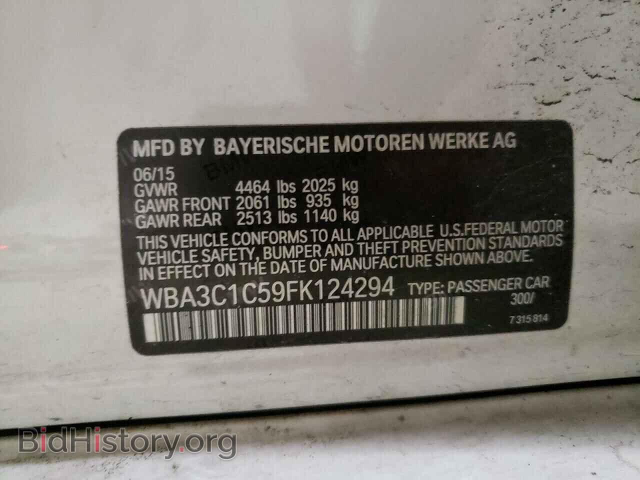 2015 BMW 3 SERIES - VIN: WBA3C1C59FK124294 - Фото 10