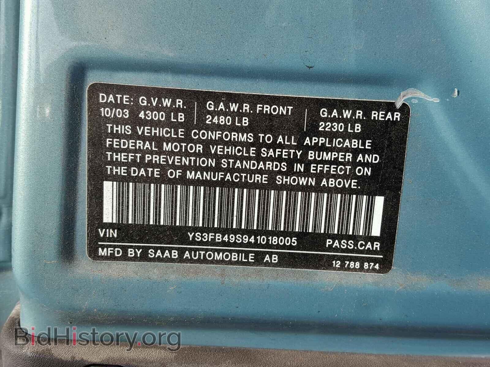 2004 SAAB 9 3 - VIN: YS3FB49S941018005 - Photo 10