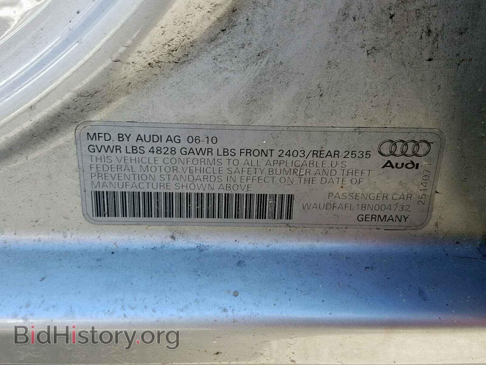 2011 AUDI A4 - VIN: WAUDFAFL1BN004732 - Photo 10