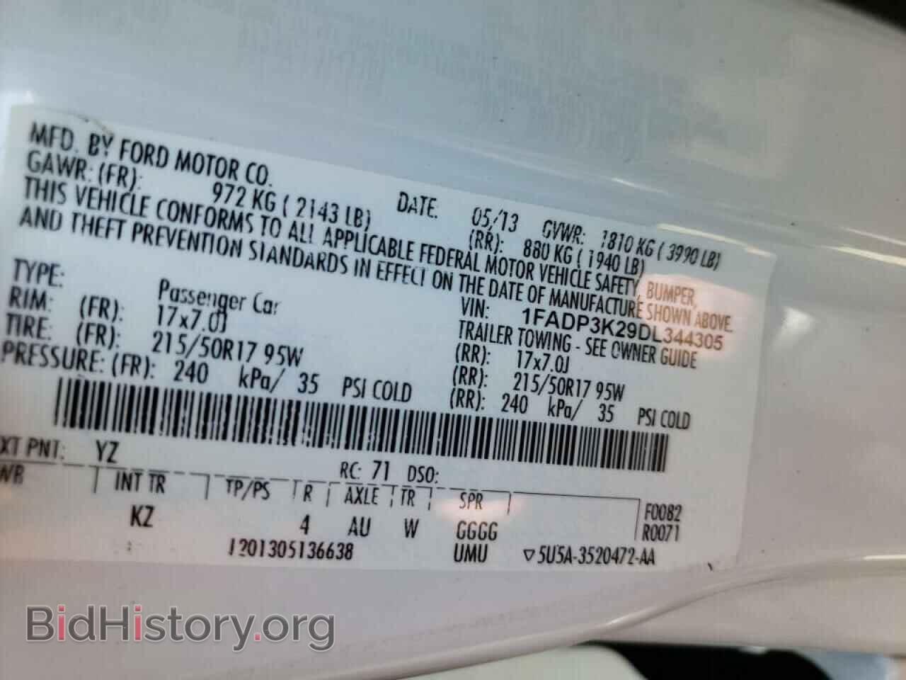 2013 FORD FOCUS - VIN: 1FADP3K29DL344305 - Фото 10
