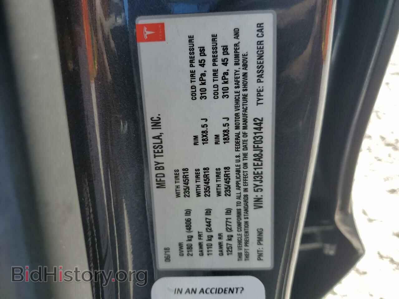 2018 TESLA MODEL 3 - VIN: 5YJ3E1EA8JF031442 - Фото 12