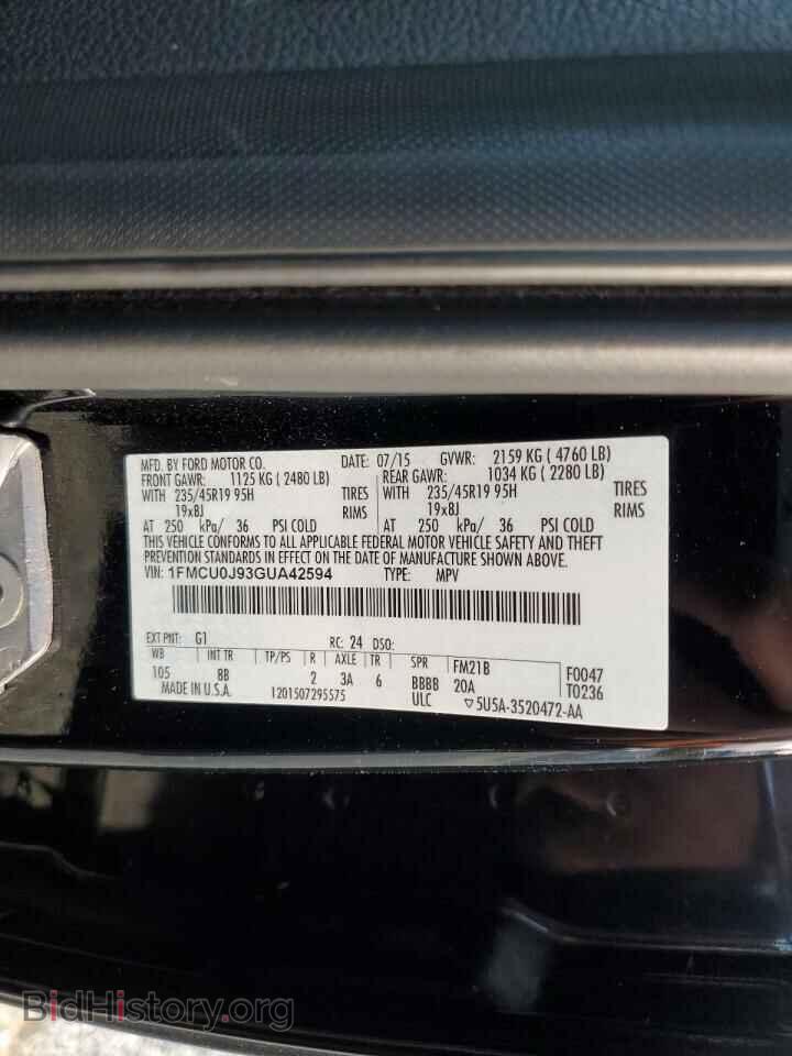 2016 FORD ESCAPE - VIN: 1FMCU0J93GUA42594 - Photo 16