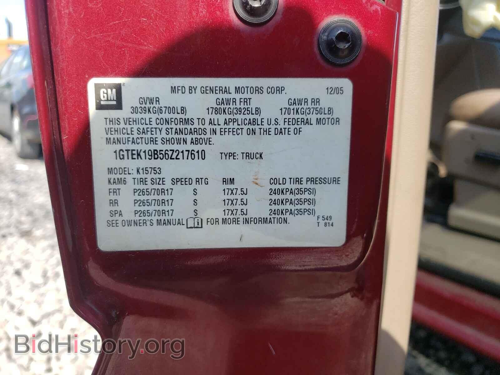 2006 GMC SIERRA - VIN: 1GTEK19B56Z217610 - Фото 10