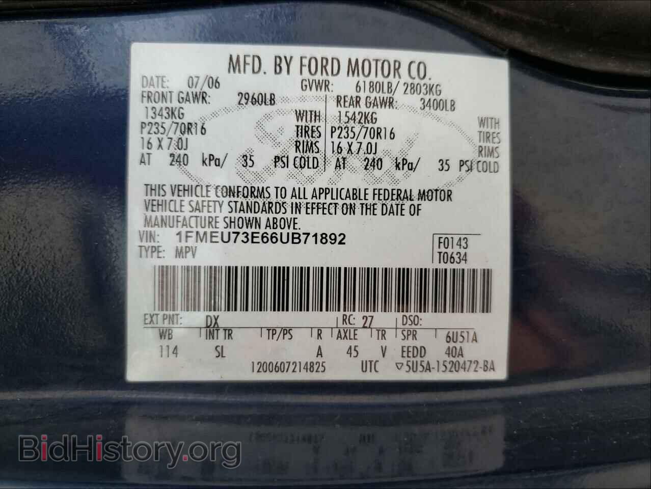 2006 FORD EXPLORER - VIN: 1FMEU73E66UB71892 - Фото 10