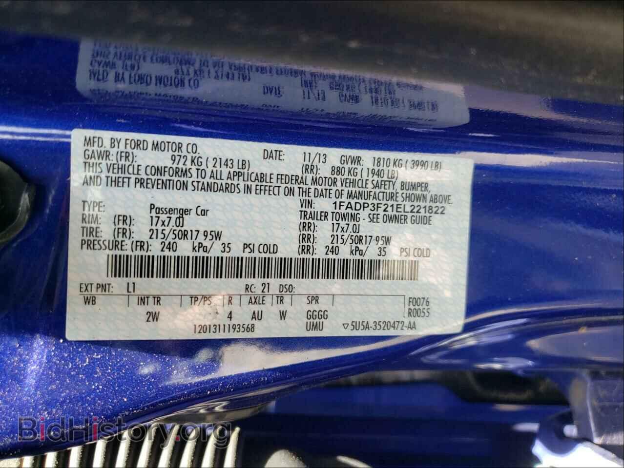 2014 FORD FOCUS - VIN: 1FADP3F21EL221822 - Фото 10