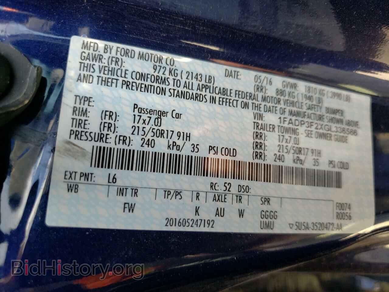 2016 FORD FOCUS - VIN: 1FADP3F2XGL336566 - Фото 10