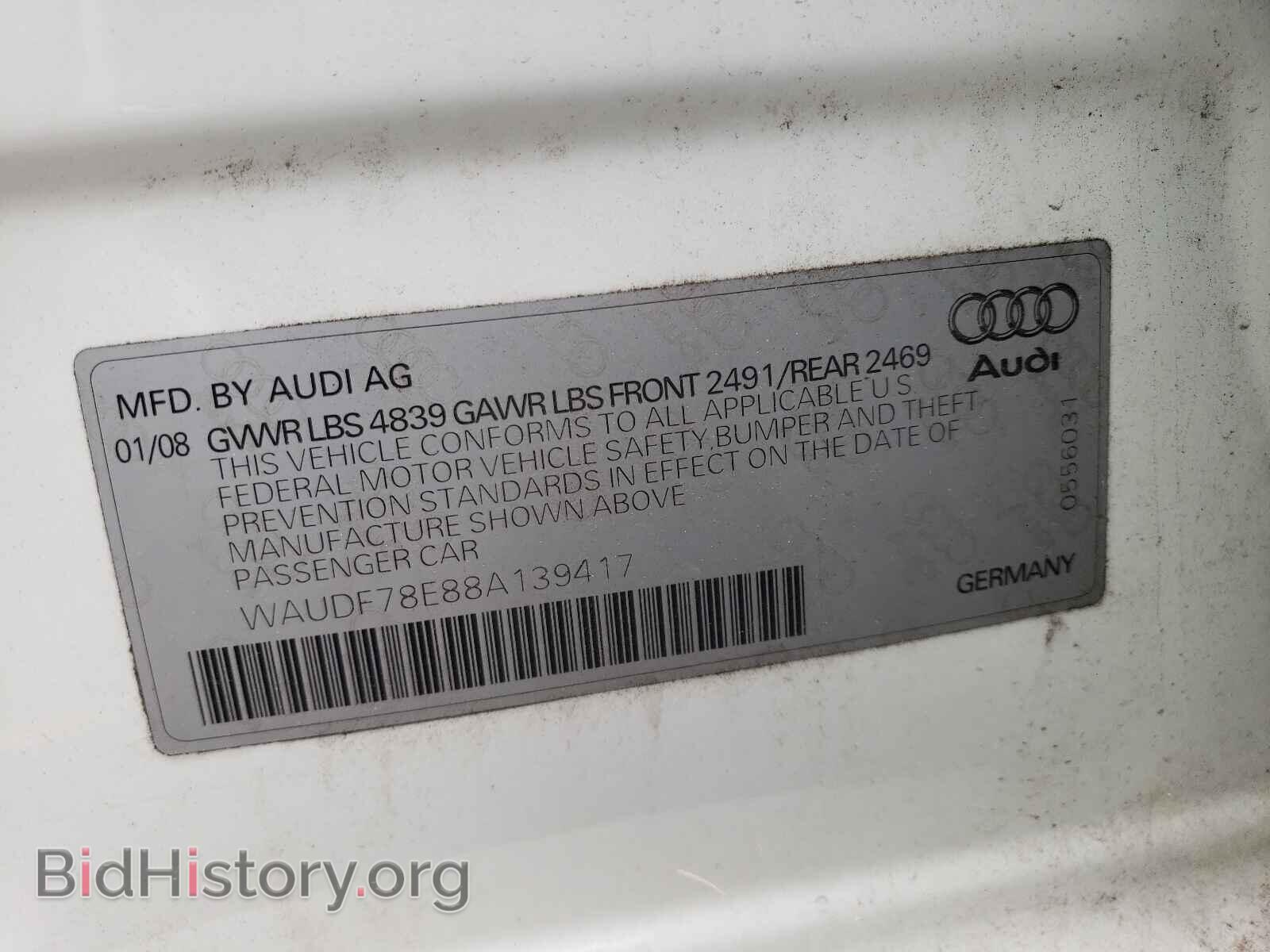 2008 AUDI A4 - VIN: WAUDF78E88A139417 - Фото 10