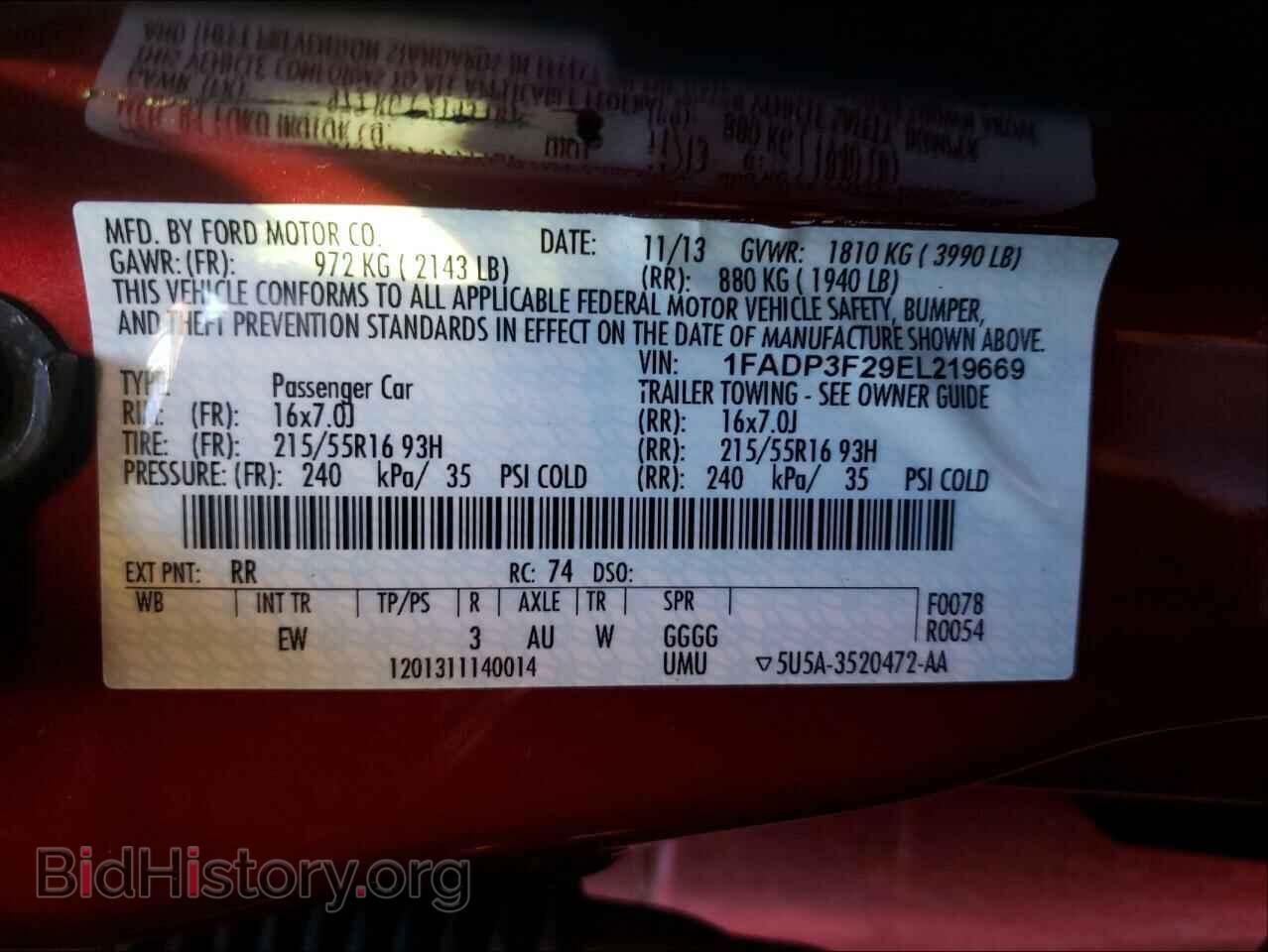 2014 FORD FOCUS - VIN: 1FADP3F29EL219669 - Фото 10