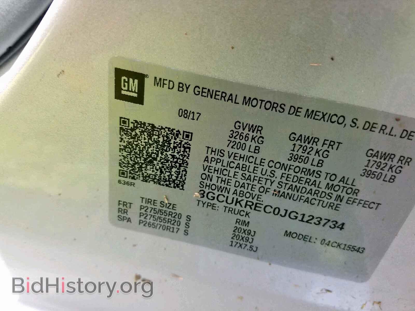2018 CHEVROLET SILVERADO - VIN: 3GCUKREC0JG123734 - Фото 10
