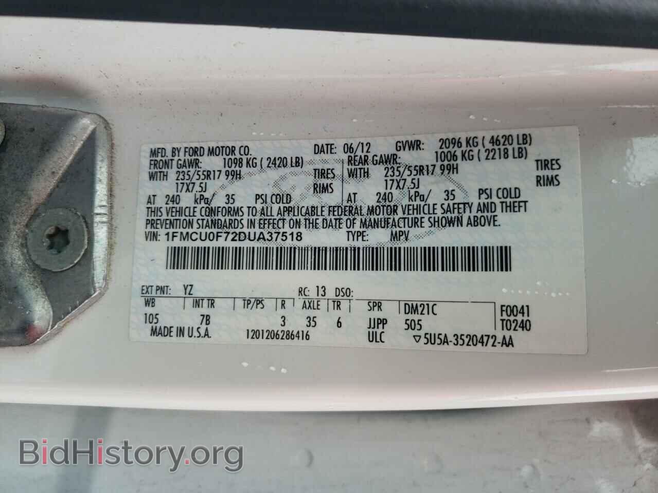2013 FORD ESCAPE - VIN: 1FMCU0F72DUA37518 - Photo 12