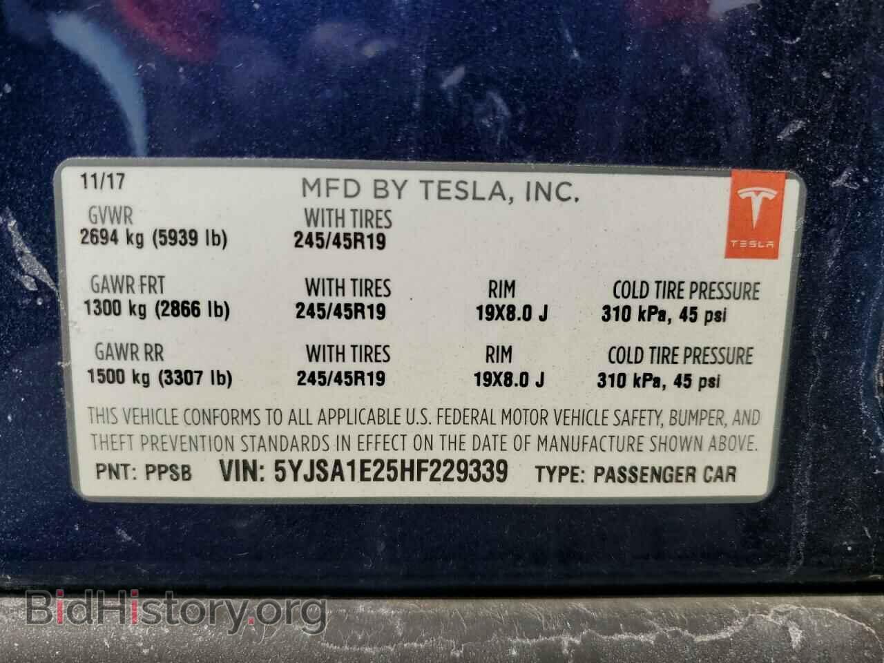 2017 TESLA MODEL S - VIN: 5YJSA1E25HF229339 - Фото 10