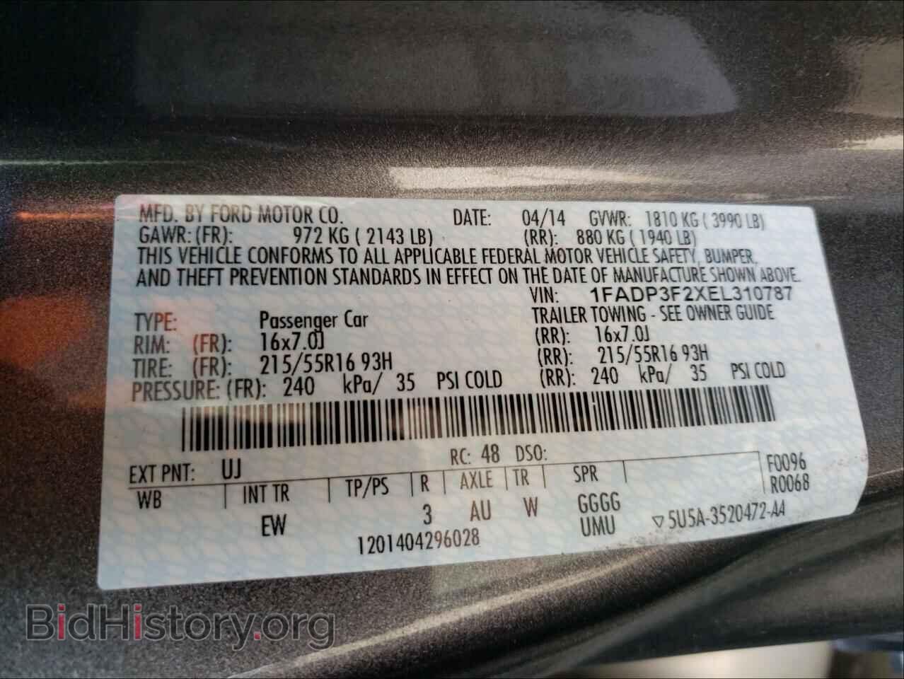 2014 FORD FOCUS - VIN: 1FADP3F2XEL310787 - Фото 10