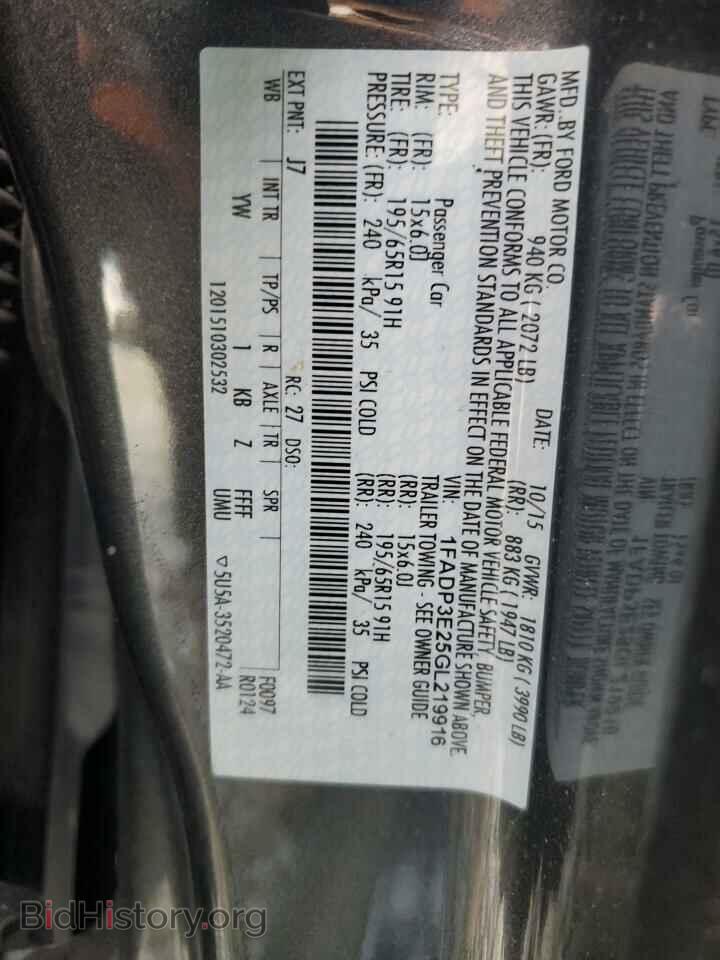 2016 FORD FOCUS - VIN: 1FADP3E25GL219916 - Фото 12