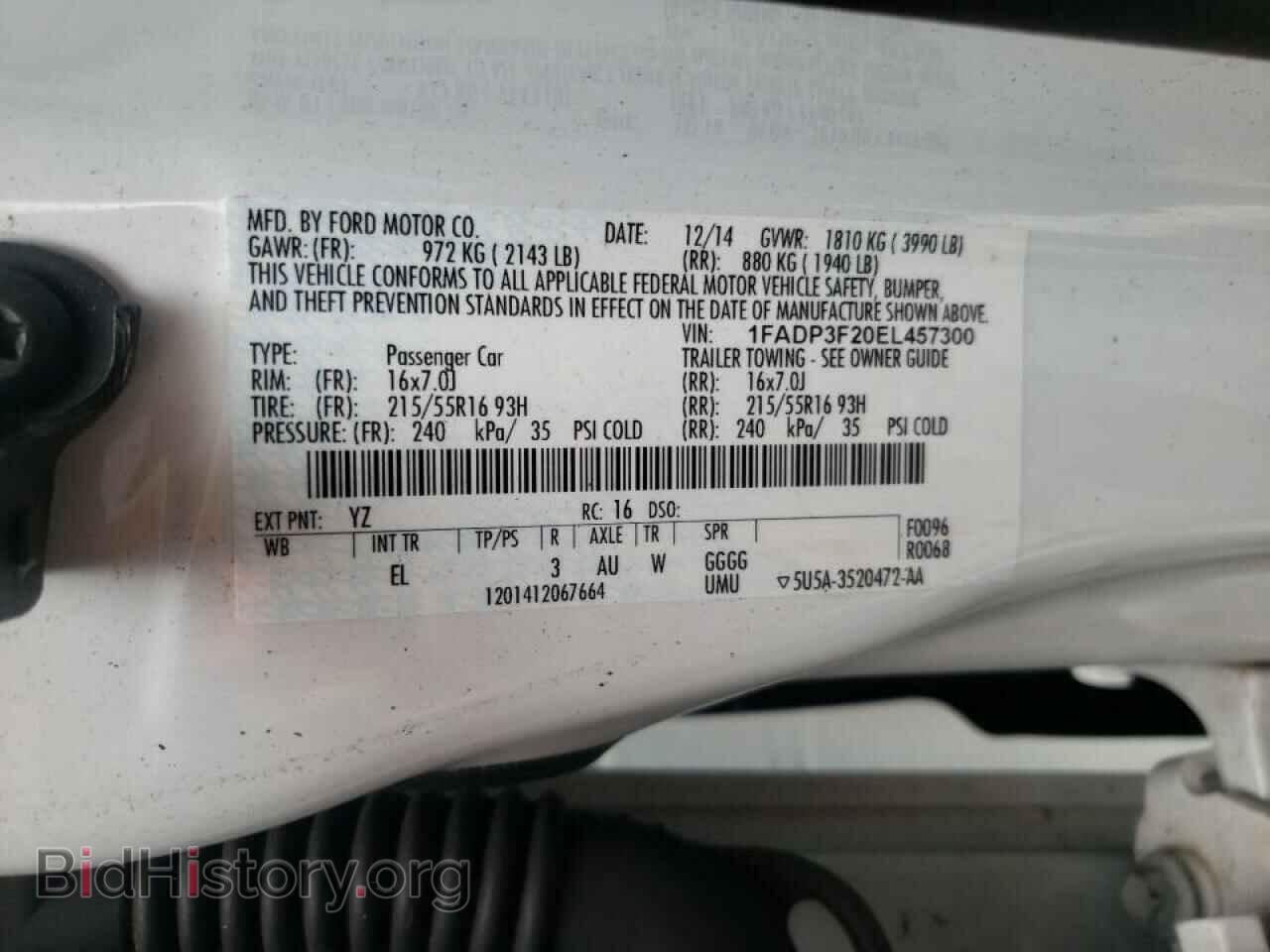 2014 FORD FOCUS - VIN: 1FADP3F20EL457300 - Фото 10