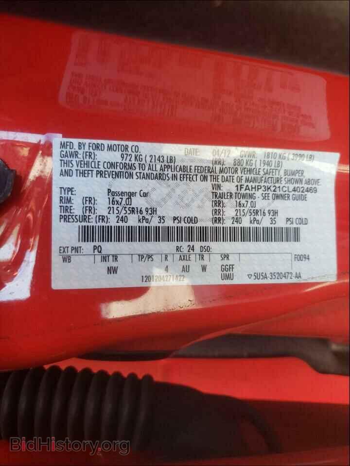 2012 FORD FOCUS - VIN: 1FAHP3K21CL402469 - Photo 10