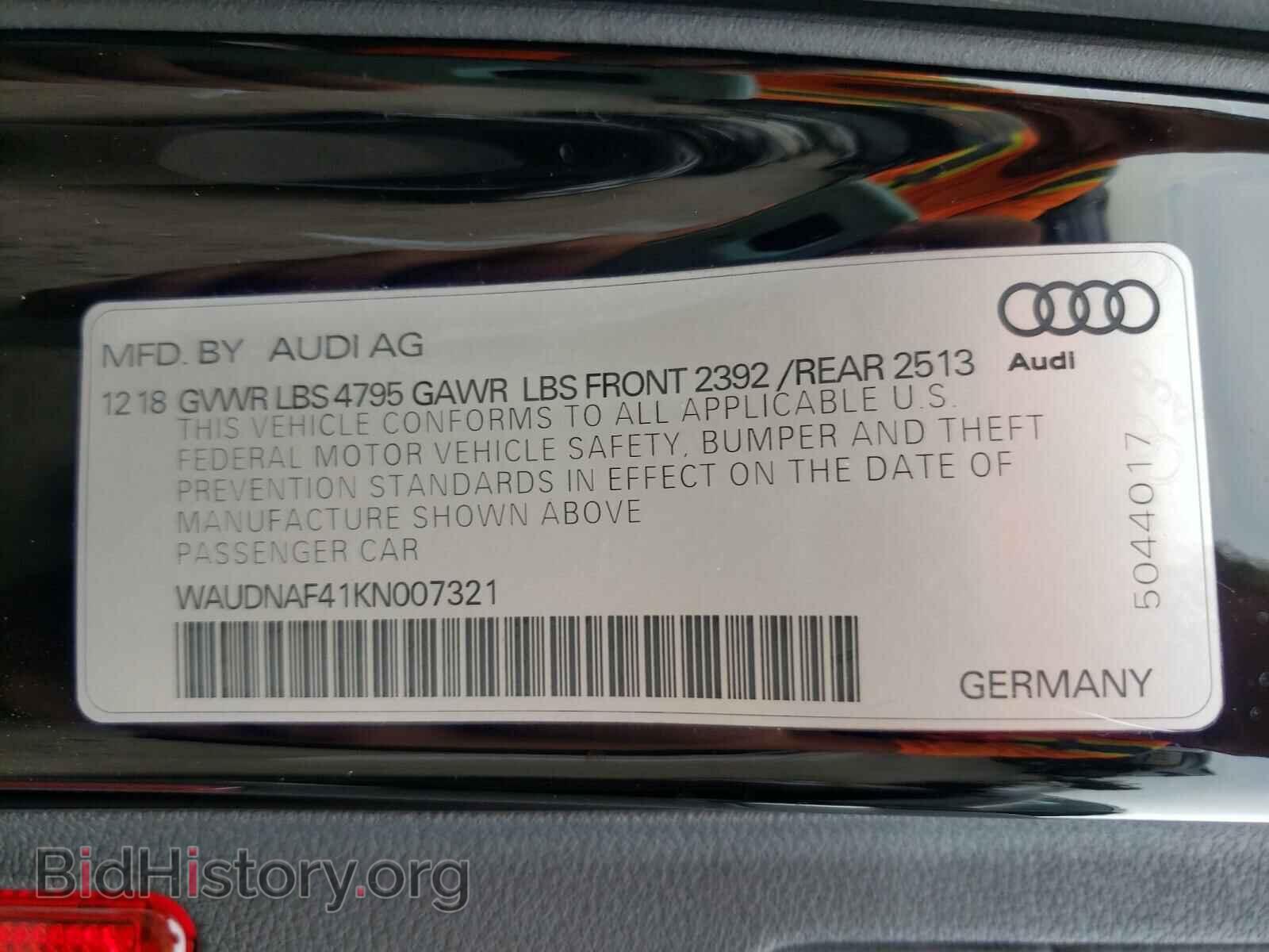 2019 AUDI A4 - VIN: WAUDNAF41KN007321 - Фото 10