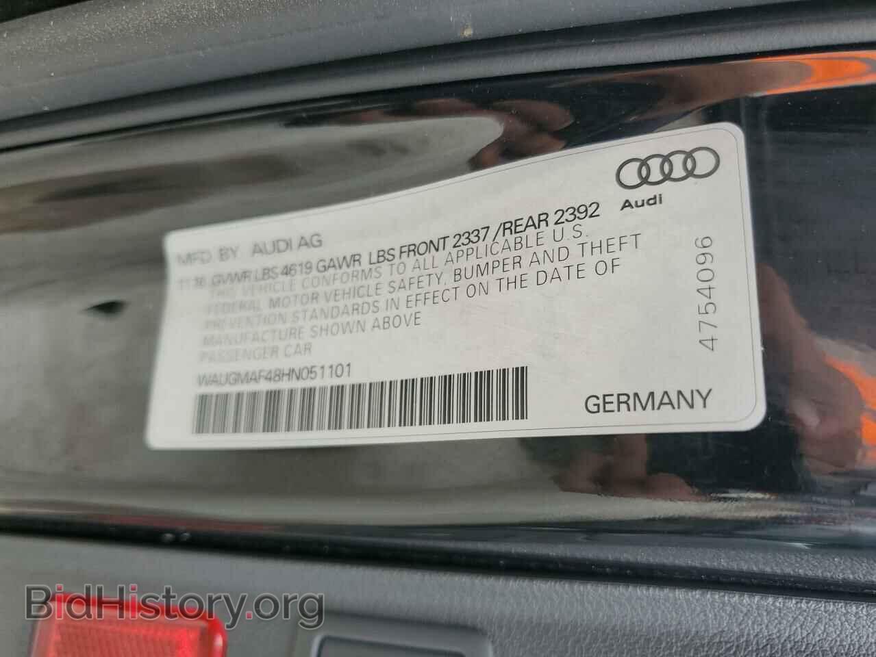 2017 AUDI A4 - VIN: WAUGMAF48HN051101 - Фото 12