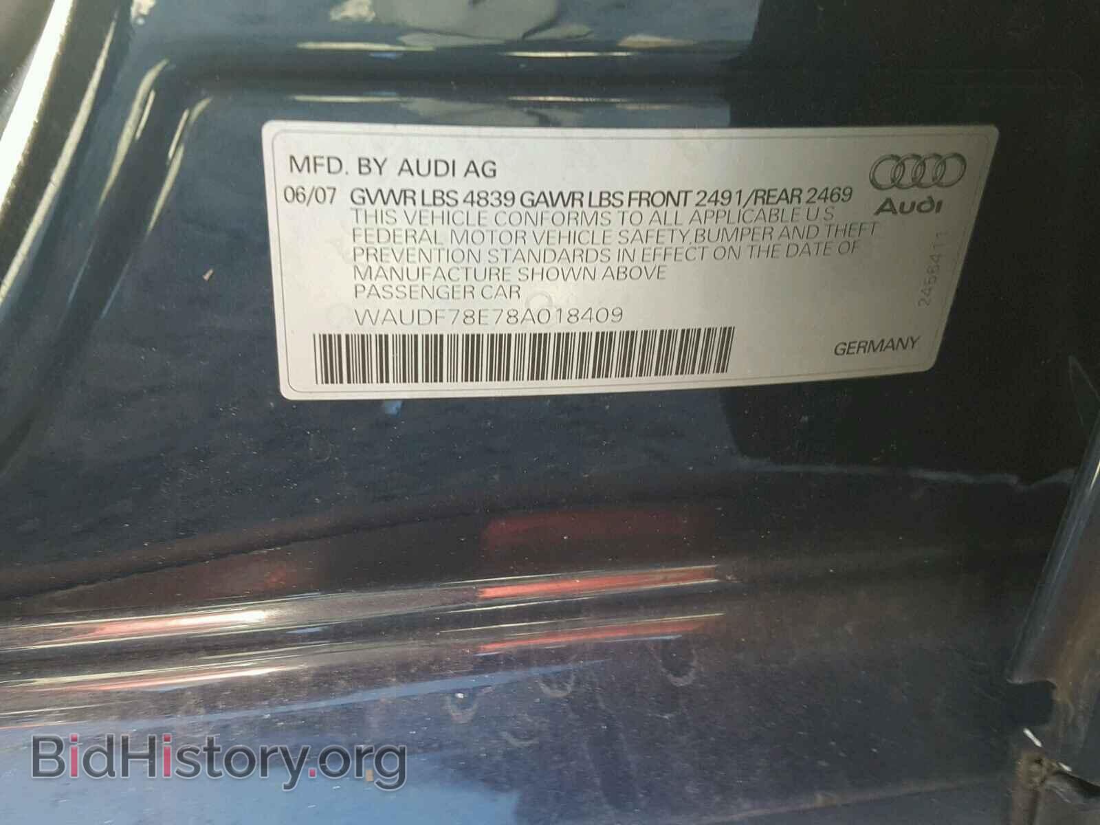 2008 AUDI A4 - VIN: WAUDF78E78A018409 - Фото 10