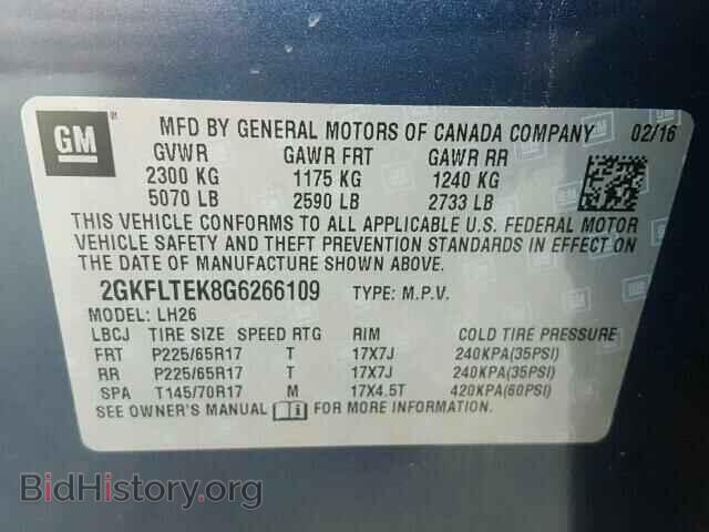 2016 GMC TERRAIN - VIN: 2GKFLTEK8G6266109 - Фото 10