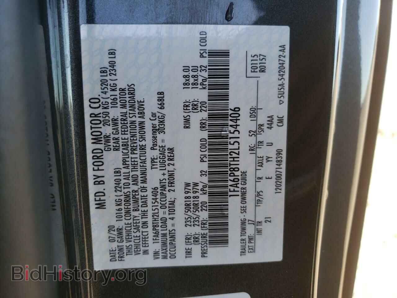 2020 FORD ALL Models - VIN: 1FA6P8TH2L5154406 - Фото 13