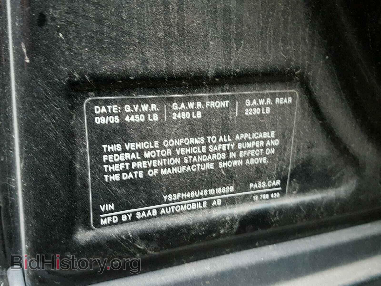 2006 SAAB 9 3 - VIN: YS3FH46U461018629 - Фото 10