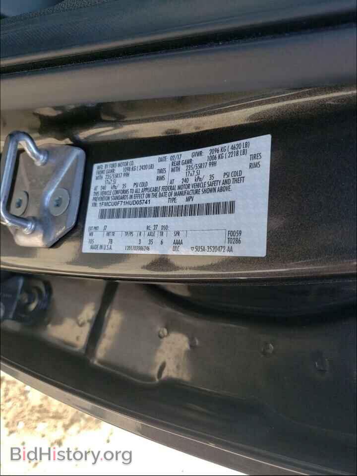 2017 FORD ESCAPE - VIN: 1FMCU0F71HUD05741 - Фото 10
