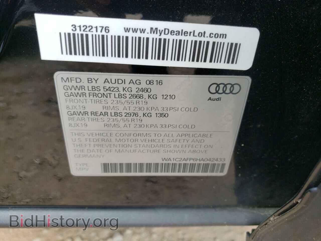 2017 AUDI Q5 - VIN: WA1C2AFP6HA042433 - Photo 10