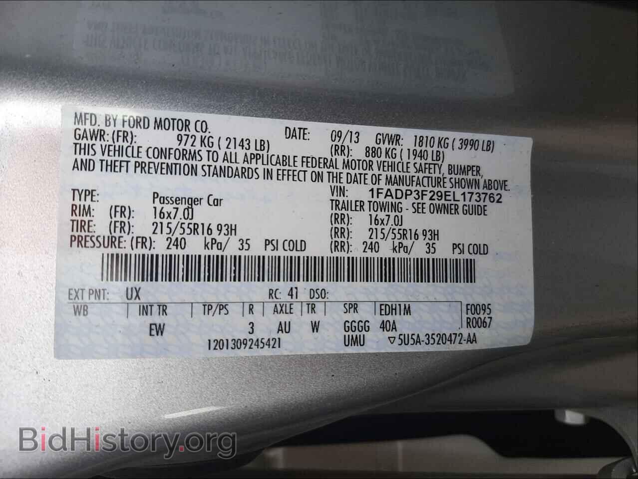 2014 FORD FOCUS - VIN: 1FADP3F29EL173762 - Фото 10