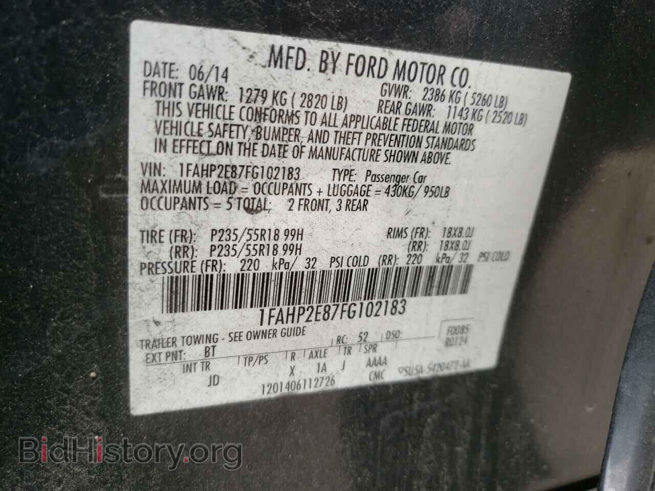 2015 FORD TAURUS - VIN: 1FAHP2E87FG102183 - Фото 12