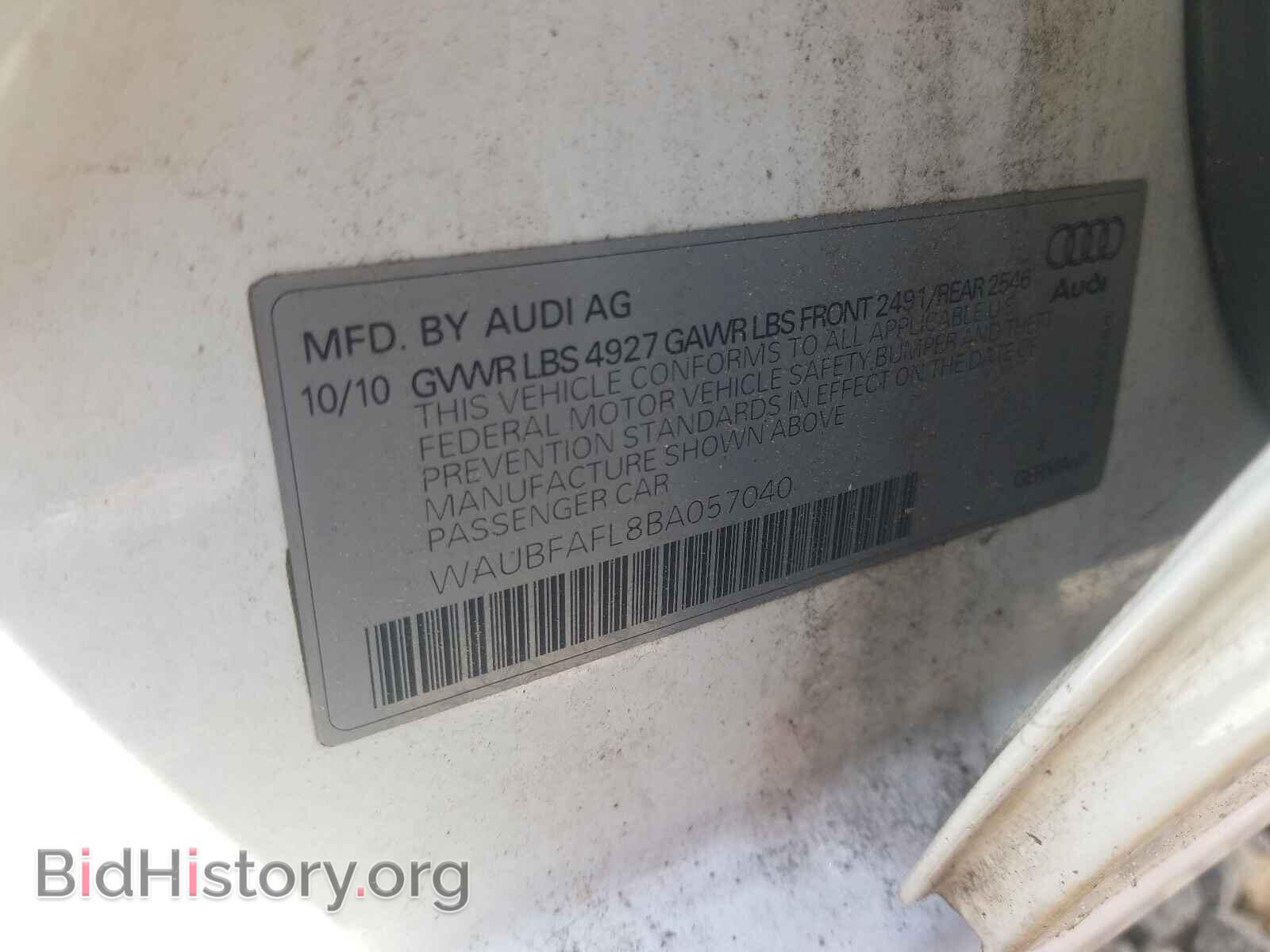 2011 AUDI A4 - VIN: WAUBFAFL8BA057040 - Фото 10