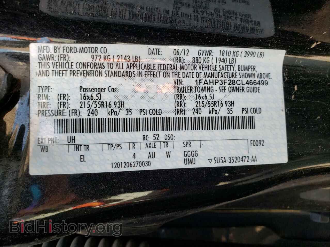 2012 FORD FOCUS - VIN: 1FAHP3F28CL466499 - Фото 10
