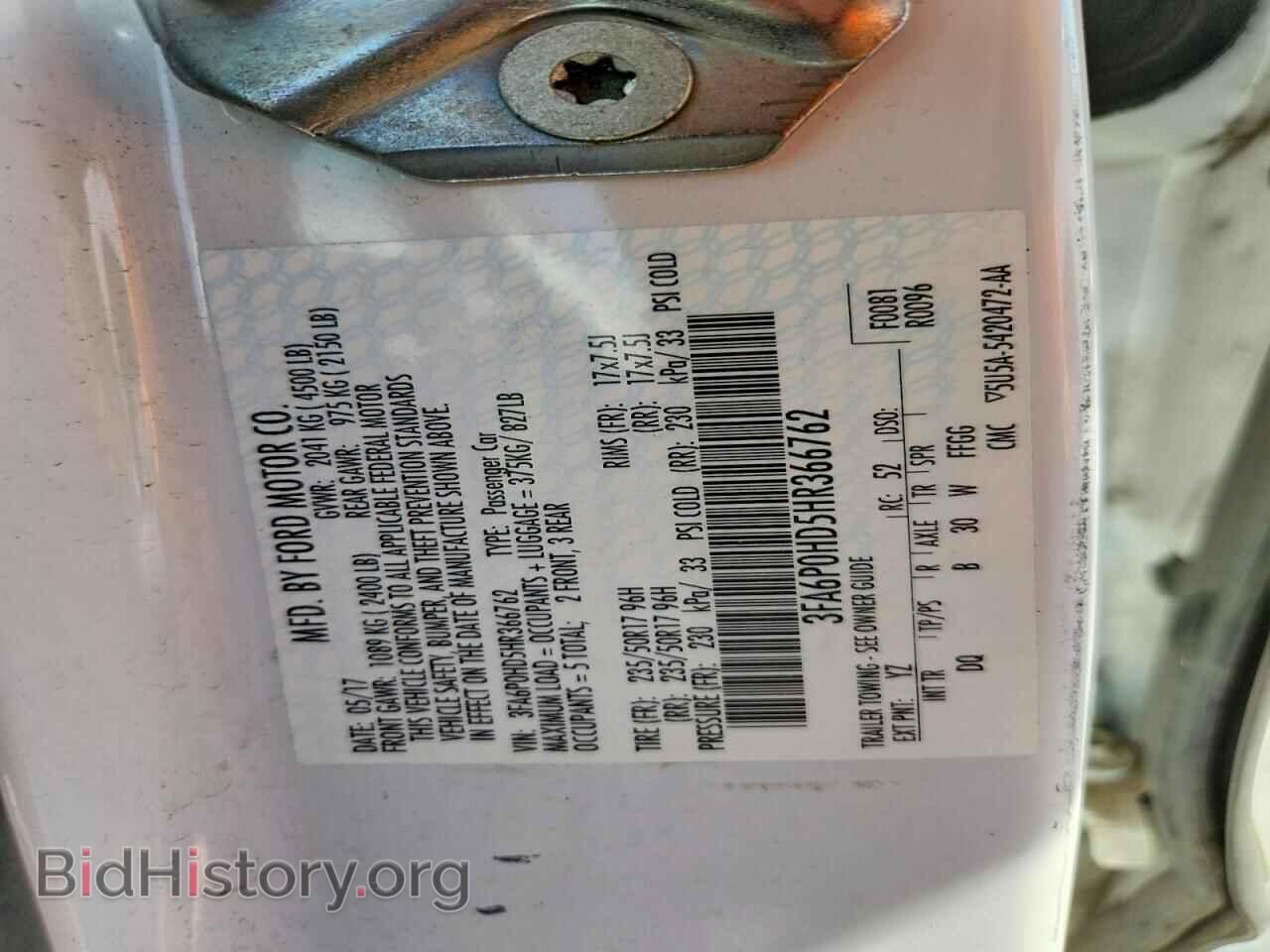 2017 FORD ALL Models - VIN: 3FA6P0HD5HR366762 - Photo 12