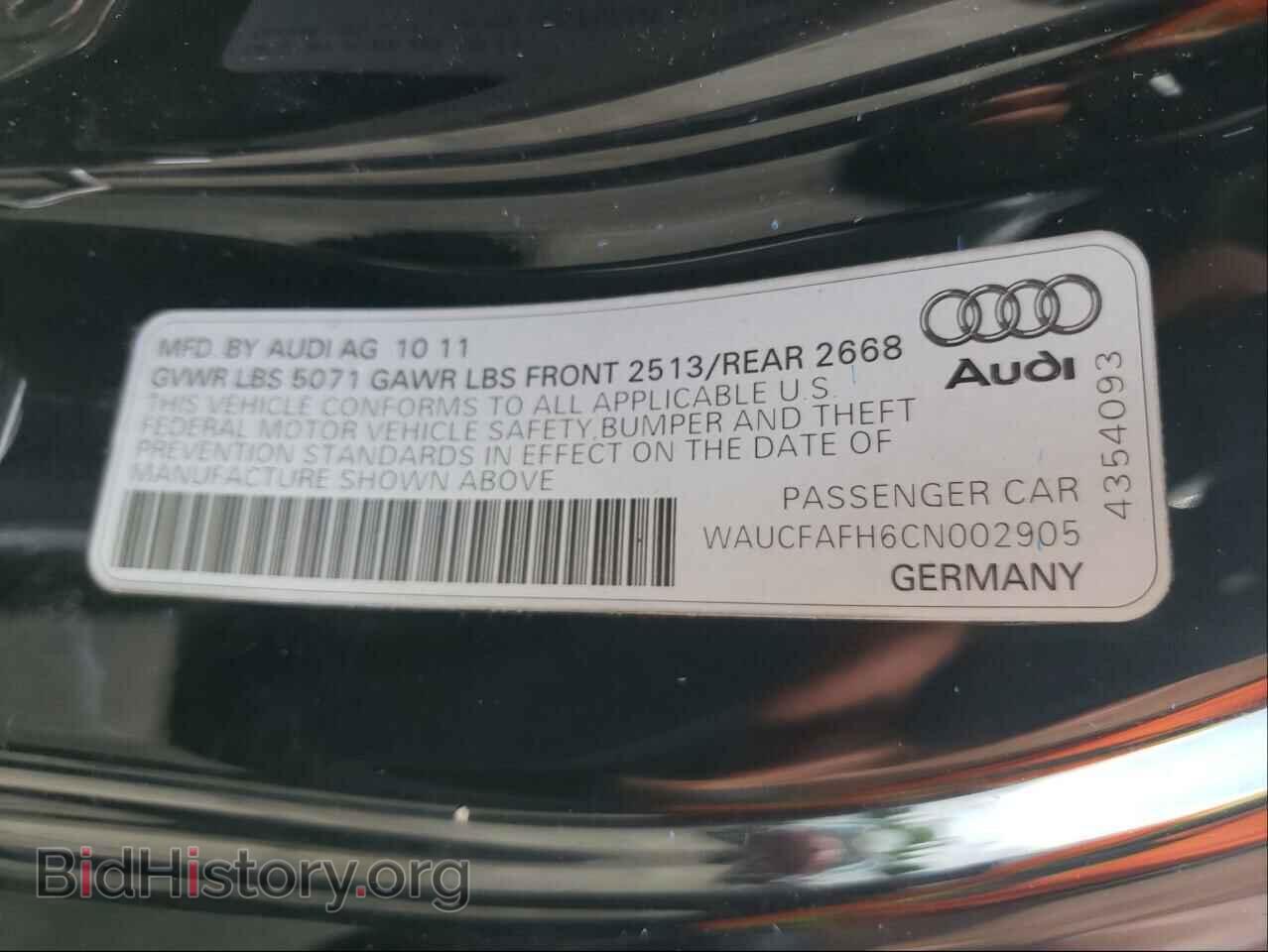 2012 AUDI A5 - VIN: WAUCFAFH6CN002905 - Фото 10