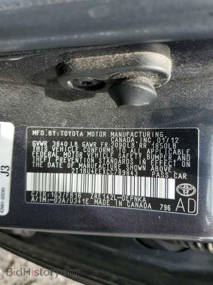 2012 TOYOTA COROLLA - VIN: 2T1BU4EEXCC789843 - Фото 10