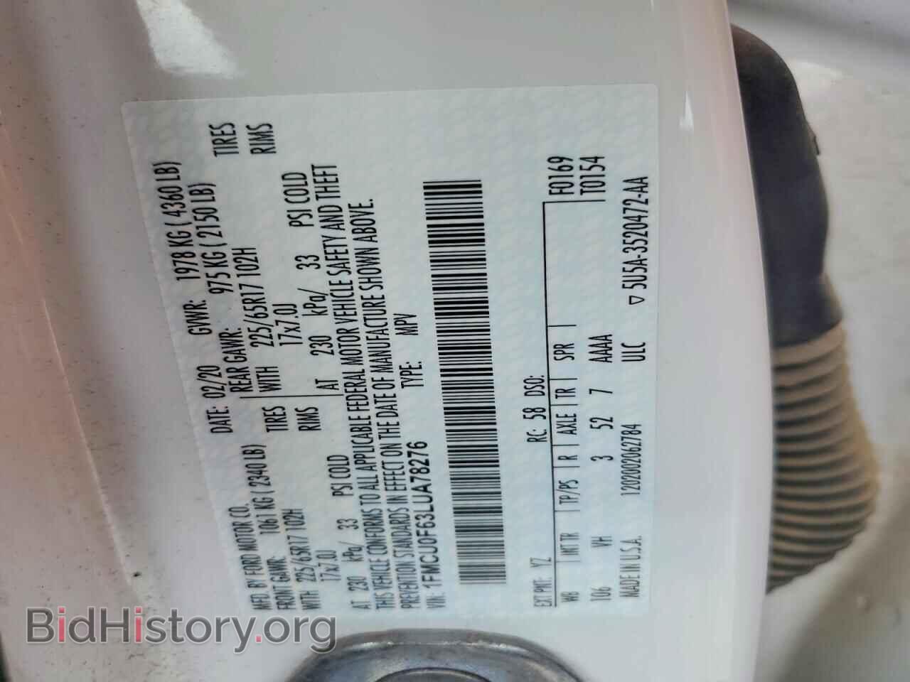 2020 FORD ESCAPE - VIN: 1FMCU0F63LUA78276 - Photo 13